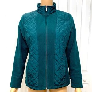 Style & Co. Green Puffer Quilted Zip Up Jacket Women’s size M